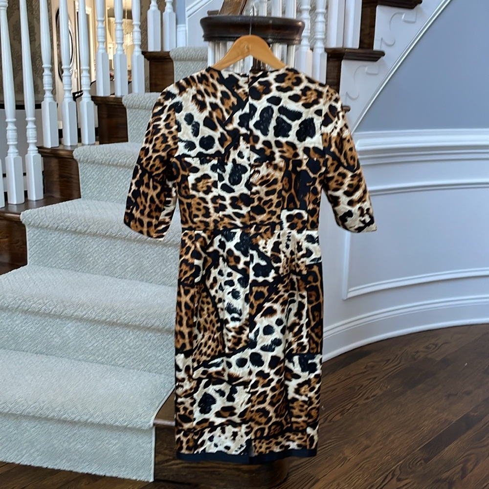 Yves Saint Laurent Leopard-Print Midi Dress in Brown Black Cream - Picture 4 of 7